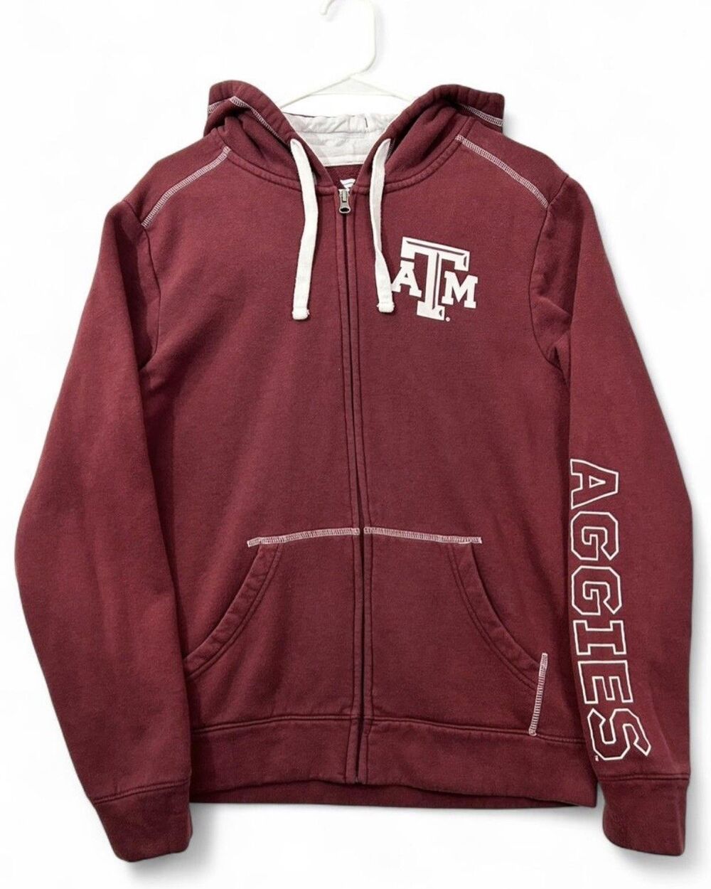 Texas A&M Aggies Hoodie Medium Maroon NCAA College Football Full Zip Sweatshirt